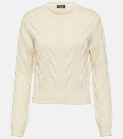 Loro Piana Cable-knit Cashmere Sweater In White