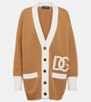 Dolce & Gabbana Logo-patch Virgin Wool Cardigan In Beige