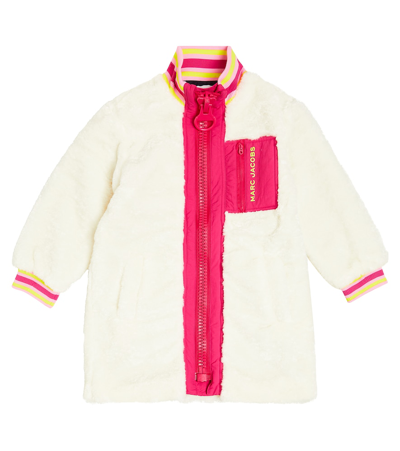 Marc Jacobs Kids' Logo-print Faux-fur Coat In White