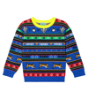 Kenzo Kids Boys Multicolour Jacquard Knit Sweater In Blue