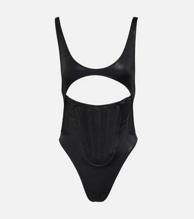 Mugler Corseted Cut-out Swimsuit In 1999 Black