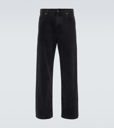 Dolce & Gabbana Logo Wide-leg Jeans In Black