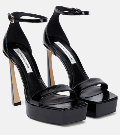 Victoria Beckham Patent Leather Platform Sandals In Black