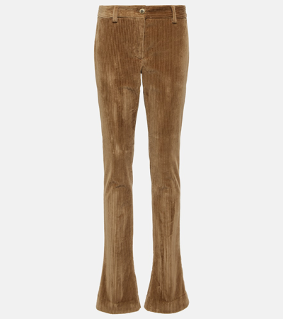 Dolce & Gabbana Low-rise Corduroy Slim Pants In Brown