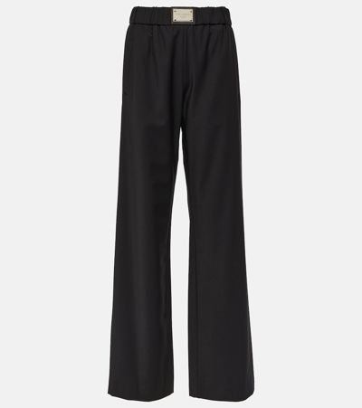 Dolce & Gabbana Wool-blend Wide-leg Trousers In Black