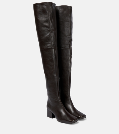Lemaire 60mm Leather Thigh-high Boots In Brown