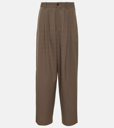 The Row Rufos Oversized Pleated Wool-blend Wide-leg Pants In Taupe