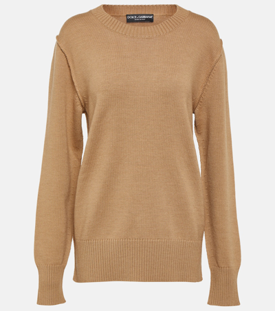 Dolce & Gabbana Virgin Wool Sweater In Beige