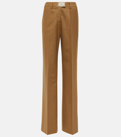 Dolce & Gabbana Wool High-rise Trousers In Brown
