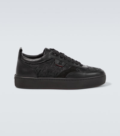 Christian Louboutin Happyrui Leather Sneakers In Black