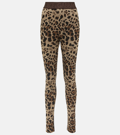 DOLCE & GABBANA HIGH-RISE LEOPARD-PRINT LEGGINGS