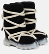 Rick Owens Lunar Tractor Shearling Ankle Boots In Black