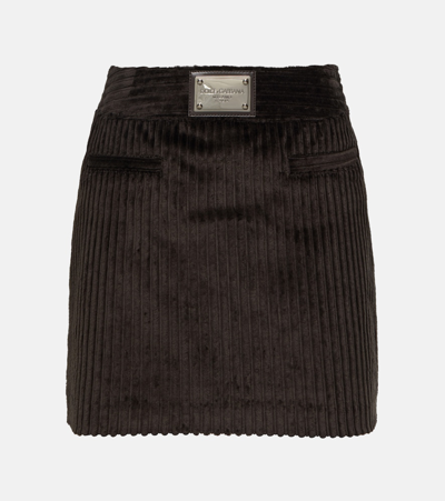 Dolce & Gabbana Logo Corduroy Miniskirt In Purple