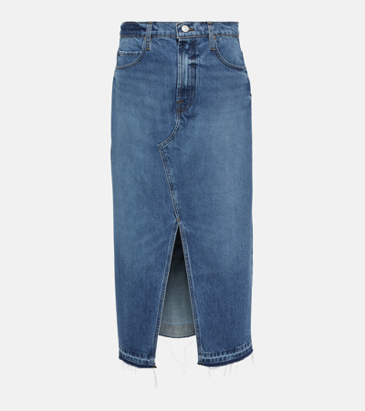 Frame The Midaxi Denim Skirt In Blue