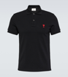 Ami Alexandre Mattiussi Ami Paris Men Ami De Coeur Cotton Polo Shirt In Black