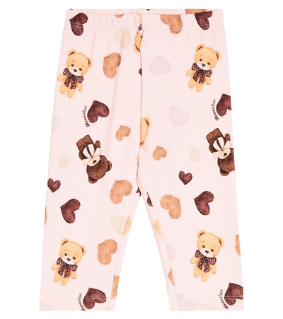 Monnalisa Baby Printed Cotton-blend Leggings In Pink