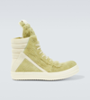 RICK OWENS GEOBASKET CALF HAIR HIGH-TOP SNEAKERS