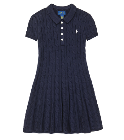 Polo Ralph Lauren Kids' Cable-knit Cotton Dress In Rl Navy W Prch Cream