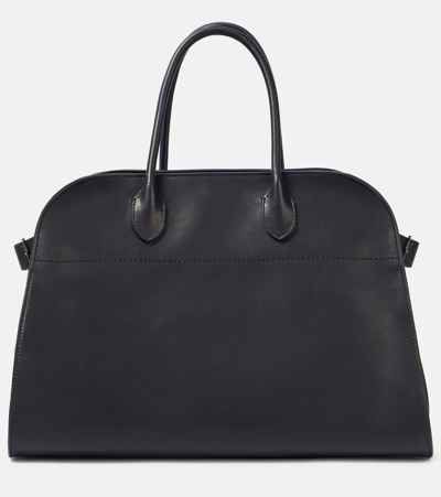 The Row Soft Margaux 15 Leather Tote Bag In Black