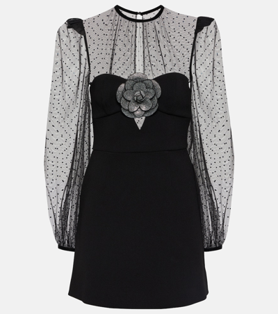 Rebecca Vallance Yvonne Floral-appliqué Minidress In Black
