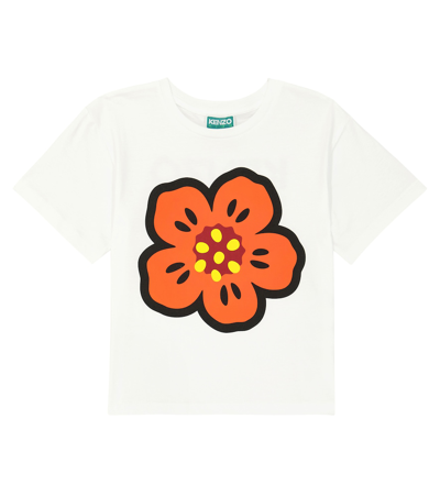 Kenzo Kids' Broke Flower Cotton T-shirt In White