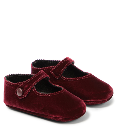Pèpè Baby Velvet Ballet Flats In Red
