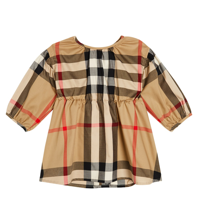 Burberry Baby Vintage Check Cotton-blend Dress In Beige