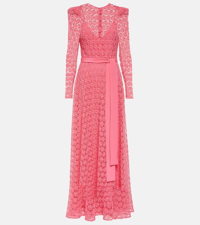 Elie Saab Embroidered Cotton-blend Maxi Dress In Pink
