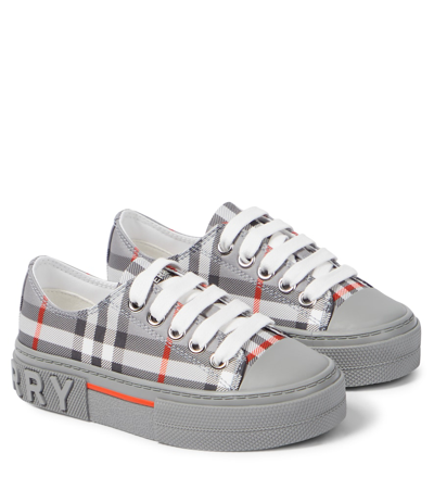 Burberry Kids' Check-pattern Canvas Sneakers In Grey