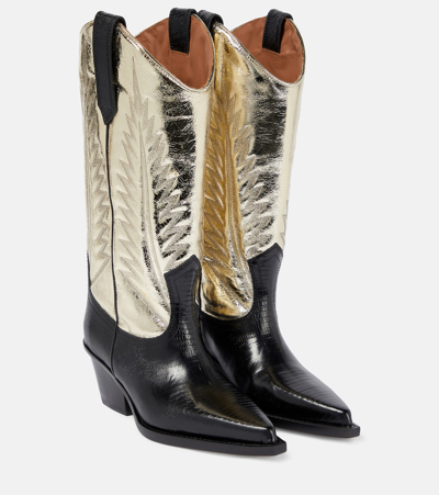 Paris Texas Rosario Leather Cowboy Boots In Gold