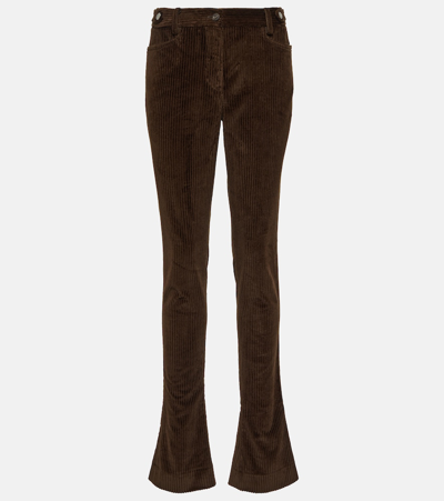 Dolce & Gabbana Semi-sheer Chiffon Flared Trousers In Dark Brown
