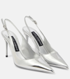 Dolce & Gabbana Lollo Mirrored Leather Slingback Pumps In Silver