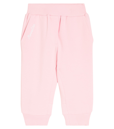 Monnalisa Baby Bow-detail Cotton-blend Sweatpants In Pink