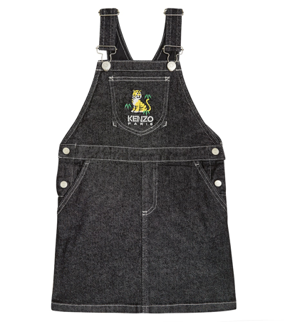 Kenzo Kids' Logo-embroidered Dungarees Dress In Black