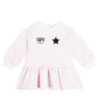 Monnalisa X Chiara Ferragni Baby Zebra-print Cotton-blend Dress In Multicoloured