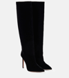 Aquazzura Matignon 105 Suede Knee Boots In Black