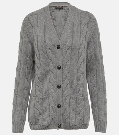 Loro Piana Napier Cashmere Cable-knit Cardigan In M570 Cayenne Mela