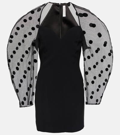 Nina Ricci Polka Dot Tulle Puff Sleeve Mini Dress In Black