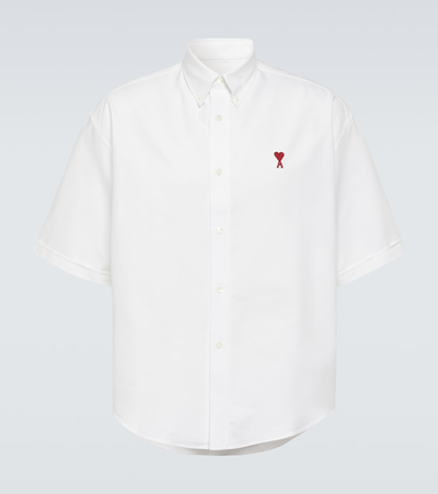 Ami Alexandre Mattiussi Ami De Caur Cotton Poplin Shirt In White