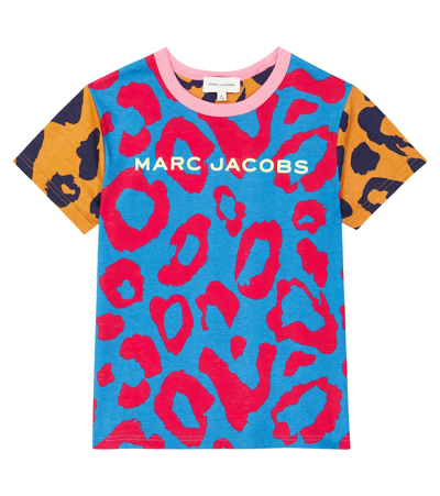 Marc Jacobs Kids' Cheetah-print Cotton T-shirt In Blue