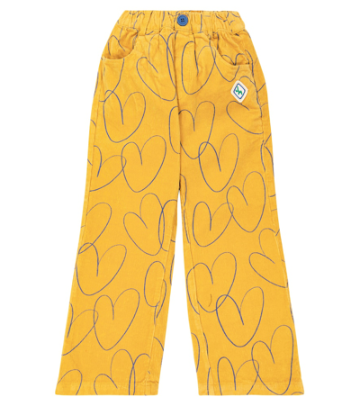 Jellymallow Kids' Heart Corduroy Trousers In Yellow