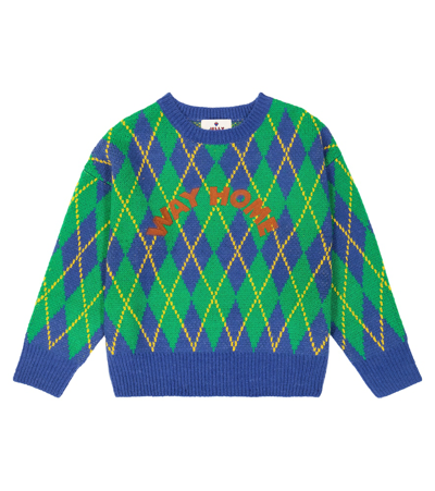 Jellymallow Kids' Argyle Jumper In Blue