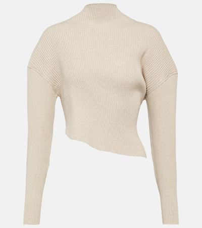 The Row Danana Asymmetric Mock-neck Rib Crop Top In Porcelain