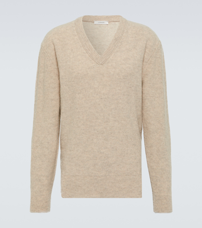 Lemaire V-neck Wool Sweater In Grey