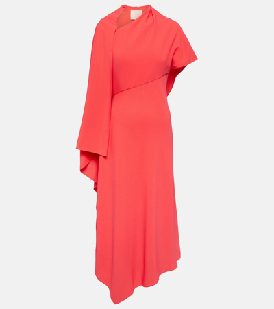 Roksanda Asymmetric Pascale Midi Dress In Red