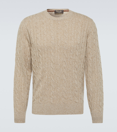 Loro Piana Cable-knit Cashmere Sweater In Beige