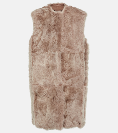 Dolce & Gabbana Shearling Vest In Beige