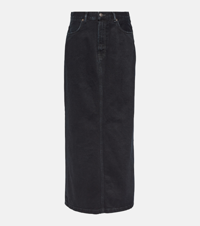 Acne Studios Mid-rise Denim Maxi Skirt In Black