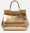 Dolce & Gabbana Sicily Small Metallic Leather Tote Bag In Gold