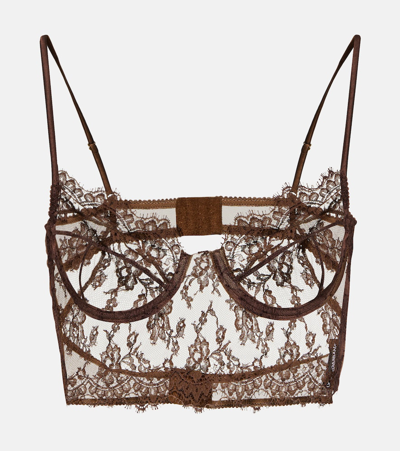Dolce & Gabbana Lace Bustier In Brown